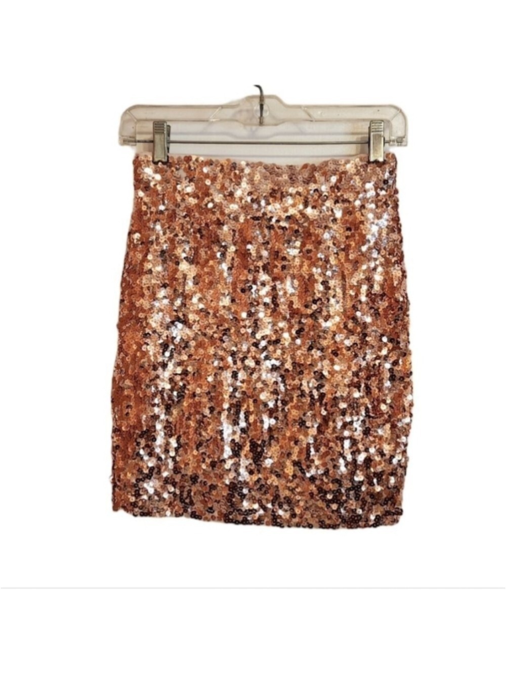 Manebi Rose Gold Sequin Mini Skirt Small